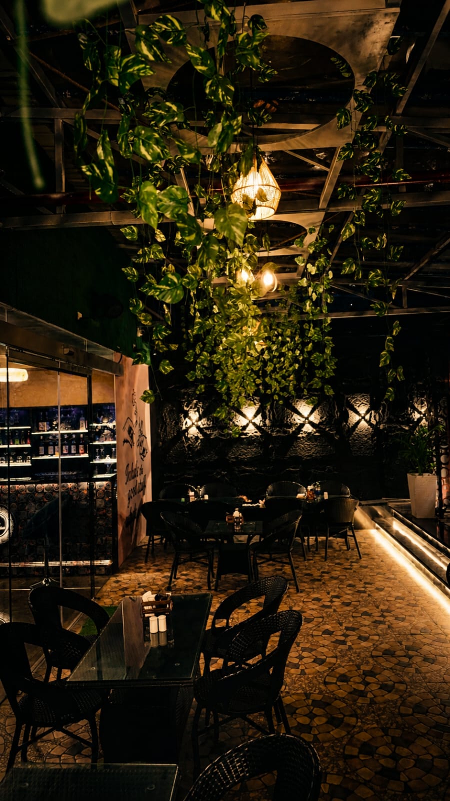 The real garden dining section at 7stories, Kankarbagh