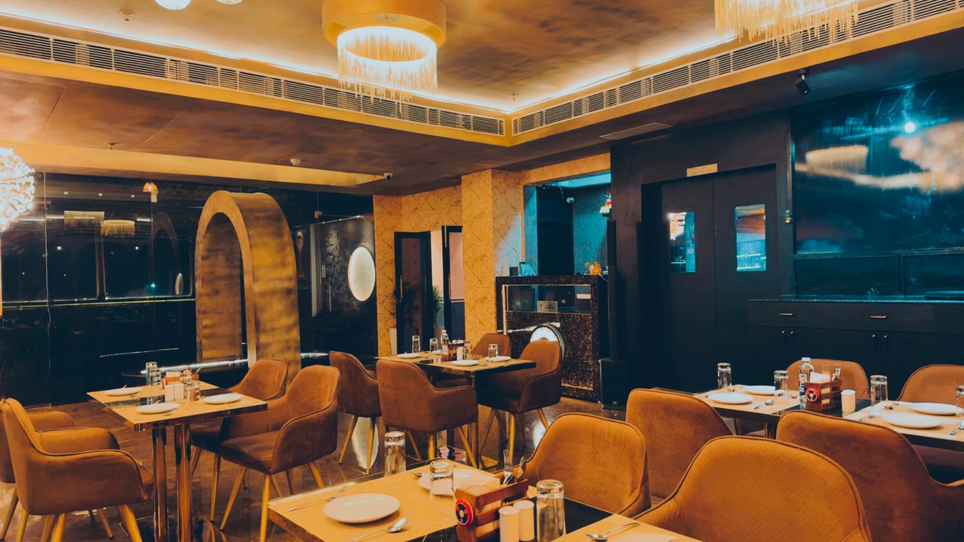 Corporate event setup at 7Stories restaurant Patna